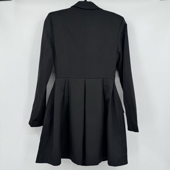 AEL Vintage Embellished Blazer Dress XS Black A-Line Notched Collar Cocktail - Picture 2 of 15